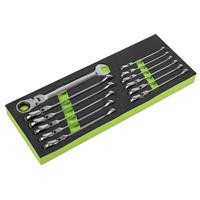 Sealey Flexible Head Ratchet Combination Spanner Set 12pc Metric S0635