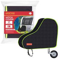 GADLANE Universal Waterproof Caravan Tow Hitch Black Cover + Strap Green Strip