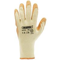 Draper Heavy Duty Latex Coated Work Gloves, Extra Large, Orange (Pack of 10)