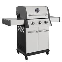 Dellonda 3 Burner Deluxe Gas BBQ Grill Piezo Ignition Stainless Steel Wheels