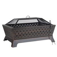 Dellonda 35 Rectangular Outdoor Fire Pit Antique Bronze Effect