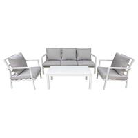 Dellonda Kyoto 4 Piece Aluminium Outdoor Garden Sofa Arm Chair Coffee Table Set