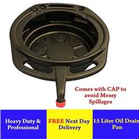Oil Gearbox Fuel Drain Pan Tray 15 Litre Car Motorbike EXTRA Heavy Duty WITH CAP