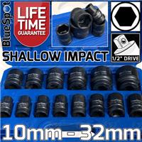 1/2 Drive IMPACT Socket Set Shallow 6PT Impact Sockets 10mm - 32mm