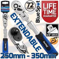 BLUESPOT 3/8 Dr Flexi Head Flexible Extendable Ratchet 72T Tooth Ratchet Handle