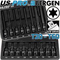 US PRO IMPACT TORX Bit Socket Set Short & Long Star Tork TX Key Socket T20 - T60