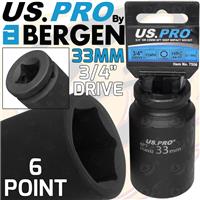 US PRO 33mm 3/4 Dr DEEP IMPACT SOCKET 6 Point HEX Long Reach IMPACT SOCKET HD