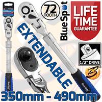 BLUESPOT 1/2 Dr Flexible Flexi Head Extendable Ratchet 72T Tooth Ratchet Handle