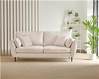 **Seconds** Ida 3 Seater Sofa in Oatmeal Grey-Beige Eco Recycled Velvet Modern