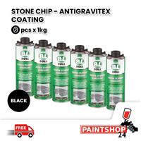 Black Stone Chip Gravitex 1kg x 6 Can be over Painted Anti Gravel Underbody BOLL