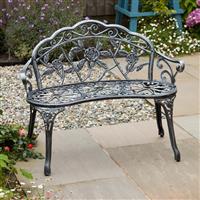 Cast Aluminium Garden Bench Metal Frame 2 Seater Patio Chair Outdoor Seating