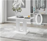 **Seconds** Imperia White High Gloss 4 Seater Pillar Support Kitchen Dining Tab