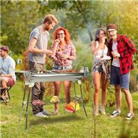 Stainless Steel Folding BBQ Charcoal Barbecue Grill Garden Picnic Camping Stove