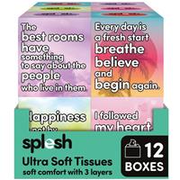 Splesh 3-Ply Facial Tissues Ultra Soft 12 Cube Boxes (672 Total) Bulk Pack