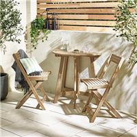 **Seconds** Lox 2 Seat Half Round Folding Solid Wood Outdoor Table Set