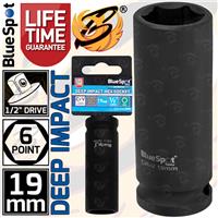 19mm Deep Impact Socket 1/2 Drive 6 Point Single Hex Impact LifeTime Guarantee
