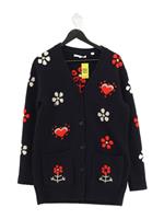 Chinti & Parker Women's Cardigan S Blue Graphic 100% Wool V-Neck Cardigan