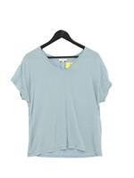 Reiss Women's Top M Blue Silk with Viscose Short Sleeve V-Neck Basic