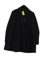 All Saints Women's Coat UK 12 Black Wool with Nylon, Viscose Overcoat