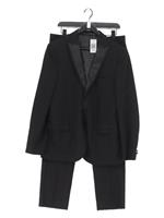 Moss Men's Two Piece Suit Chest: 42 in Black Polyester with Viscose 2 Piece