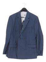 Reiss Men's Blazer Chest: 42 in Blue Wool with Cotton, Polyester Overcoat