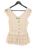 Alice + Olivia Women's T-Shirt XS Cream Silk with Spandex Basic