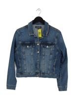 Sosandar Women's Jacket UK 14 Blue Cotton with Elastane Bomber Jacket