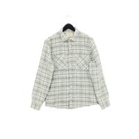 Folk Men's Jacket M White Checkered Polyester with Acrylic Bomber Jacket
