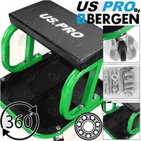 US PRO Mechanics Roller Seat Padded Creeper Rolling Stool Part Tray Tool Storage