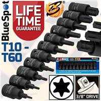 IMPACT TORX BIT Sockets Set 3/8 Drive Impact TRX Star Sockets T10 To T60