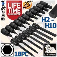 IMPACT HEX Bit Socket Set Short & Long Key 6 Point HX Sockets S2 Steel H2 - H10