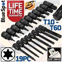 IMPACT Torx Bit Socket Set Short & Long Key Star TX Sockets S2 Steel T10 - T60