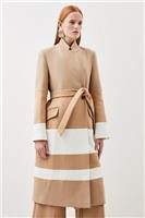 Karen Millen Women's Coat UK 12 Tan Wool