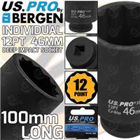 46mm 1/2" Drive Axle Hub Nut Socket 12 Point Deep Impact Socket 100mm Long USPRO