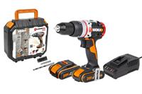WORX Powershare Cordless Slammer Hammer Drill 20V 60Nm x2 2.0Ah Battery WX354