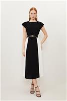 Karen Millen A-Line Midi Dress UK10 in Black RRP &pound;219