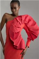 Karen Millen Bodycon Midi Dress UK14 in Red RRP &pound;229