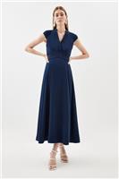 Karen Millen Wrap Midi Dress UK10 in Blue RRP &pound;229