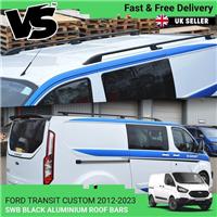 FITS FORD TRANSIT CUSTOM 12-23 SWB BLACK ALUMINIUM SPORT ROOF BARS RAILS RACK