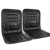 ORTHOPAEDIC LEATHER CAR FRONT SEAT PAIR COVER BACK SUPPORT CUSHION COVERS BLACK