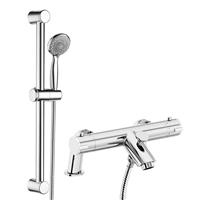 Chrome Thermostatic Modern Bath Shower Mixer Tap with Shower Slider Rail Kit