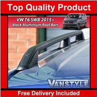 FOR VW T6 T6.1 TRANSPORTER CARAVELLE 2015-2024 SWB BLACK ROOF BARS RAIL NO DRILL