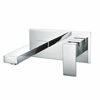 Modern Square Wall Mounted Basin Mixer Tap Chrome Single Lever Luxury Style