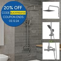 Aurora Bathroom Thermostatic Mixer Shower Set Square Chrome Exposed Valve