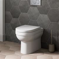 Back to Wall Toilet Ceramic WC BTW Bathroom Pan Cloakroom Soft Close Seat White