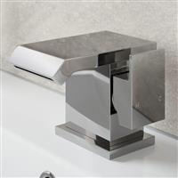 Modern Bathroom Waterfall Mono Basin Sink Mixer Tap Square Chrome Single Lever
