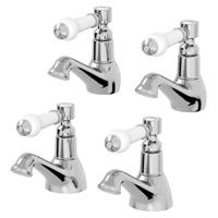 Basin Taps & Bath Taps Set Chrome Traditional Wall Mounted Lever Handle