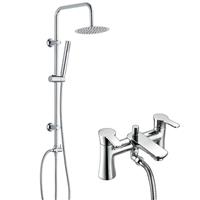 Modern 3 Way Round Rigid Riser Rail Kit with Modern Bath Shower Mixer Tap