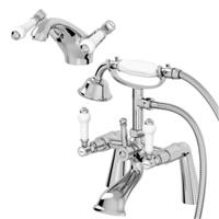 Traditional Bathroom Mono Basin Mixer Tap & Bath Shower Mixer Tap Set Chrome