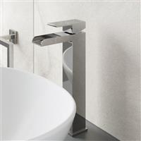 Bathroom High Rise Tall Mono Basin Mixer Tap Square Single Lever Modern Chrome
